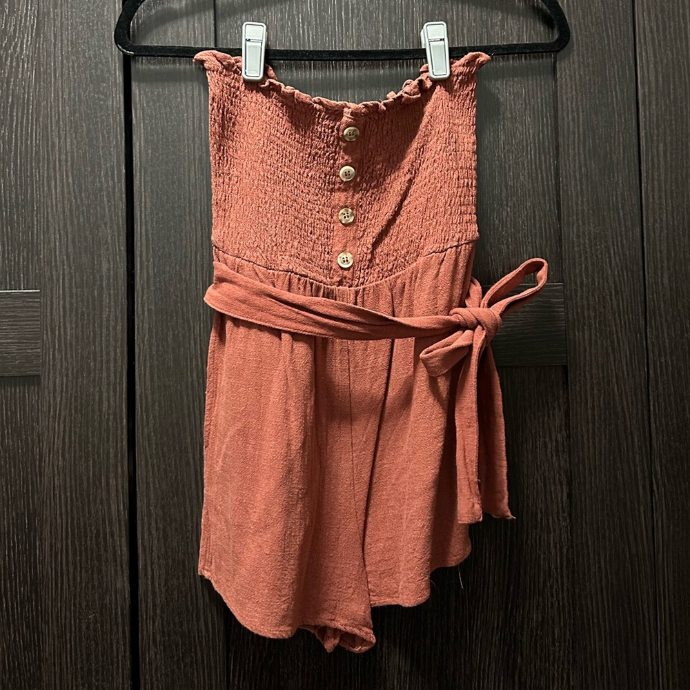 Terracotta Linen Mini Romper